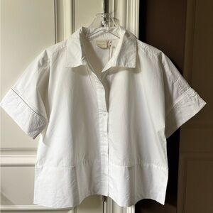Julia Amory White Short Sleeve Button-Up Shirt